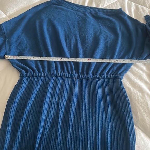 FP Beach Free People Last Call Mini Dress in Blue Asymmetric Drop shoulder Sz M - Picture 12 of 16